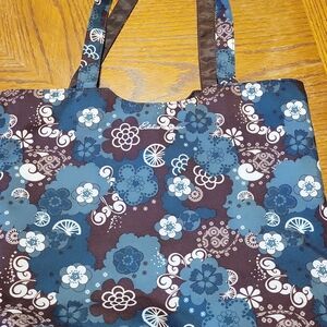 Eddie Bauer Blue and Brown Floral Tote